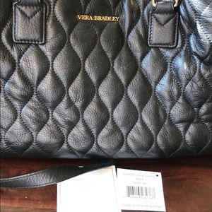 Vera Bradley Black Quilted Leather Emma Satchel